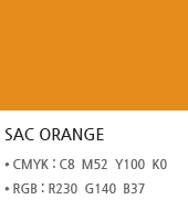 SAC ORANGE CMYK : C8  M52  Y100  K0 RGB : R230  G140  B37